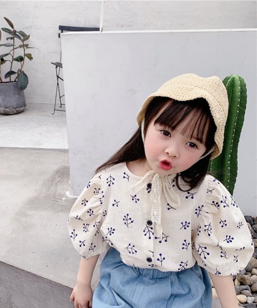 セール Aimoha アイモハ Aimoha Aimoha Kids 新作 韓国子供服 かわいいパフスリーブ花柄ブラウス Magaseek