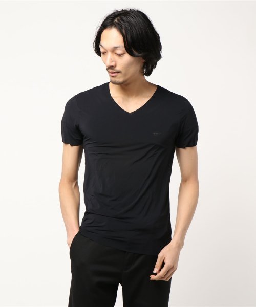aimoha(aimoha（アイモハ）)/Vネック半袖インナーTシャツ/ブラック