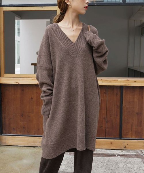 セール Vネック ニット ワンピース グランディール Grandeir Magaseek