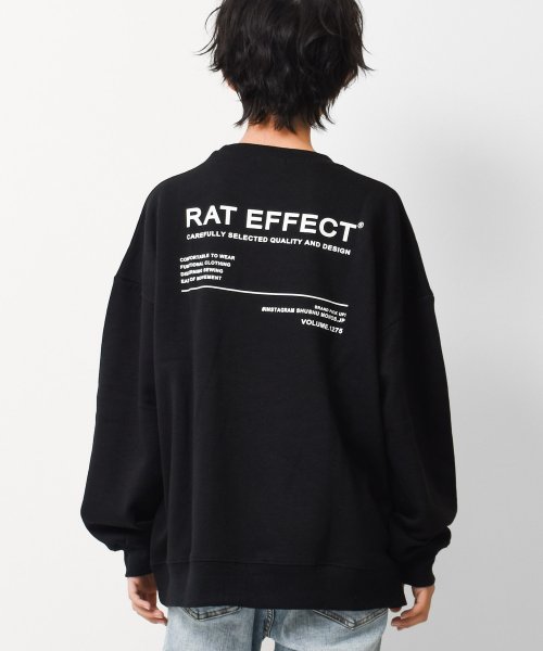 RAT EFFECT(ラット エフェクト)/裏起毛バックロゴトレーナー/ブラック