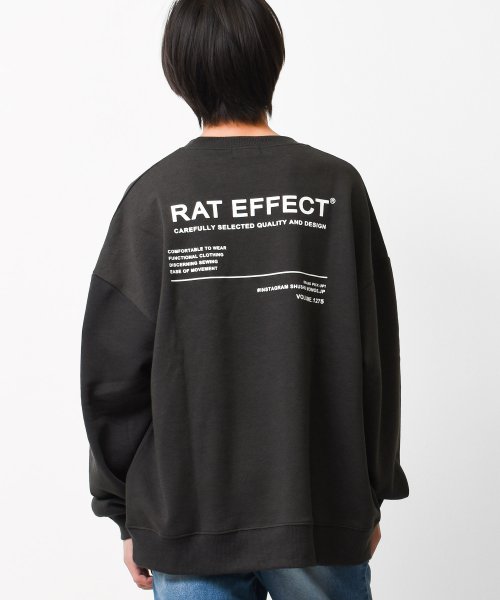 RAT EFFECT(ラット エフェクト)/裏起毛バックロゴトレーナー/チャコールグレー