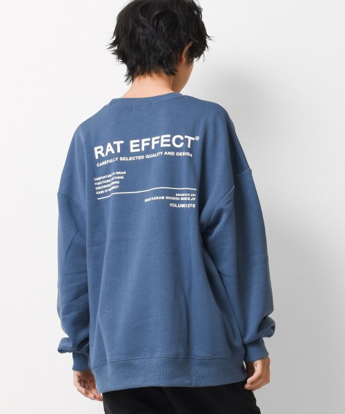 RAT EFFECT(ラット エフェクト)/裏起毛バックロゴトレーナー/ブルー