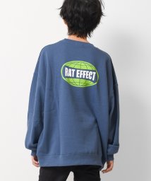 RAT EFFECT(ラット エフェクト)/裏起毛アースロゴプリントトレーナー/ブルー