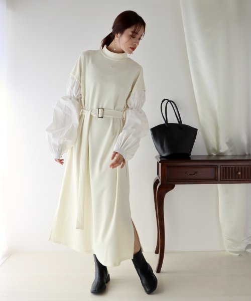 ボリューム袖シャツレイヤードワンピース ブルーイースト Blueeast Magaseek ボリューム袖シャツレイヤードワンピース ブルーイースト Blueeast Magaseek