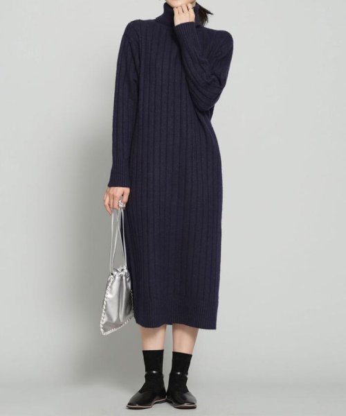 ワイドリブタートルニットワンピース 長袖 ナノ ユニバース Nano Universe Magaseek