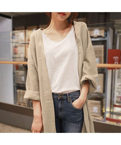 セール ジュノア Junoah 麻レーヨンロングガウンカーディガン 韓国ファッション Magaseek