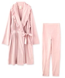 fran de lingerie(フランデランジェリー)/pearl shaggy gown&leggings setロングガウン・レギンス風パンツ上下セット/ピンク