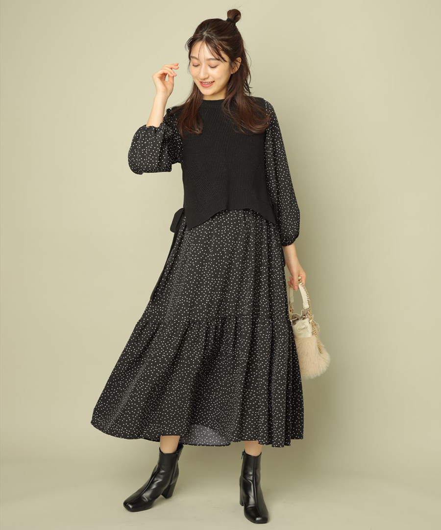 値引きする 新品 リランドチュール ニットベストワンピース ベージュ ロングワンピース Orointegrated Coop
