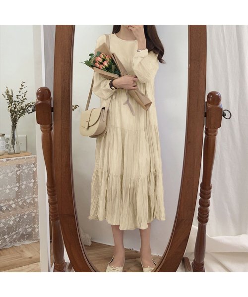 セール プリーツティアードワンピース 韓国ファッション ジュノア Junoah Magaseek