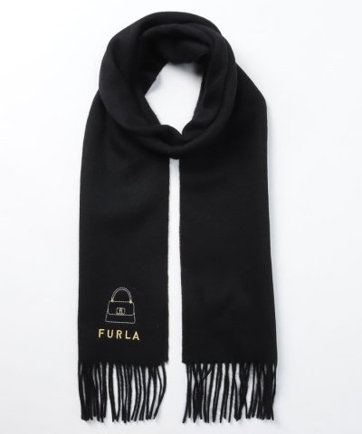 FURLA（フルラ）ウール100％　バッグモチーフ刺繍マフラー