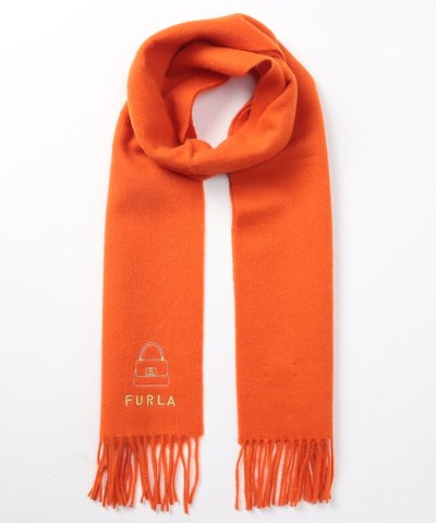 FURLA（フルラ）ウール100％　バッグモチーフ刺繍マフラー