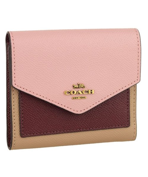 COACH(コーチ)/【Coach(コーチ)】Coach コーチ SMALL WALLET IN COLORBLOCK 三つ折り財布/ピンク系