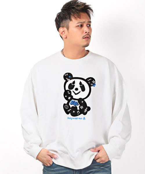 セール Hollywood Rich ファンキーパンダプリントbigトレーナー トレーナー メンズ スウェット ビッグシルエット パンダ イラスト ラグスタイル Luxstyle Magaseek