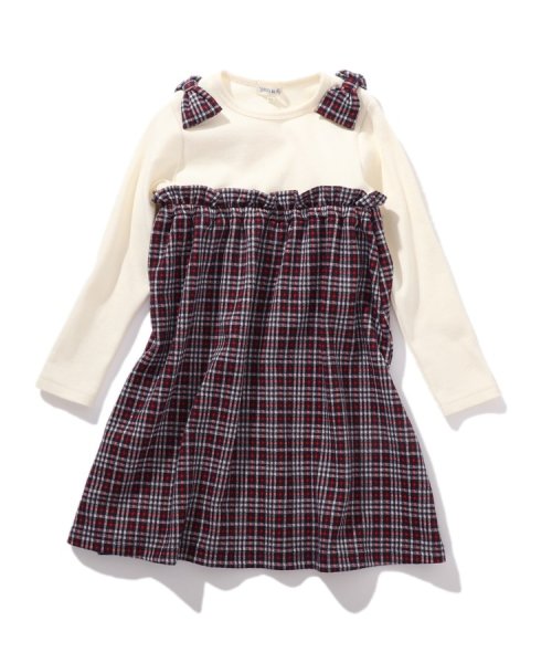 セール 100 140cm チェックジャガードドッキングワンピース シューラルーキッズ Shoo La Rue Kids Magaseek