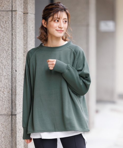 セール 裏起毛トレーナー レディース トップス バックスリット ラグランスリーブ スウェット無地 ミリアンデニ Mili An Deni Magaseek