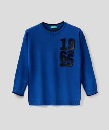 BENETTON (UNITED COLORS OF BENETTON BOYS)(ユナイテッド　カラーズ　オブ　ベネトン　ボーイズ)/キッズフロントプリントラウンドネックニット・セーターB/ブルー