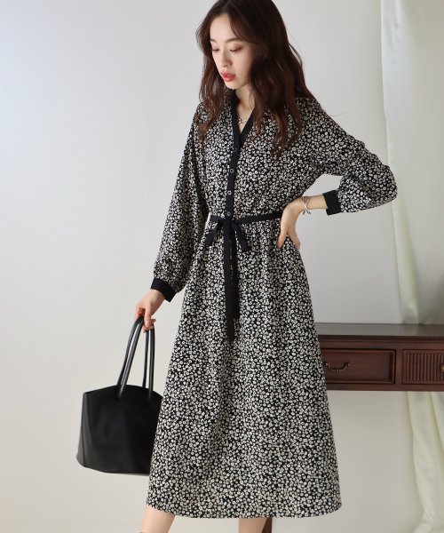 レトロ柄 無地配色ワンピース ブルーイースト Blueeast Magaseek