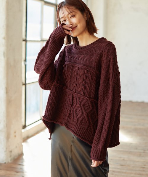 Magaseek Dfashion限定カラー ケーブルパッチワークニット ケービーエフ Kbf Magaseek