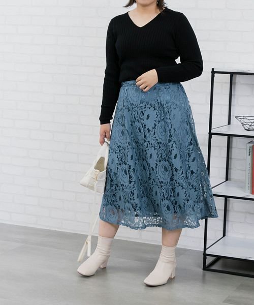 総レースフレアスカート クレット 大きいサイズ Clette Magaseek