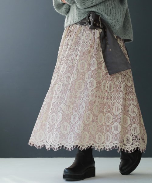 配色スカラップレーススカート オシャレウォーカー Osharewalker Magaseek