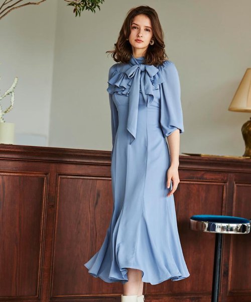 セール ダブルフリルリボン付きマーメードワンピース アンドクチュール And Couture Magaseek