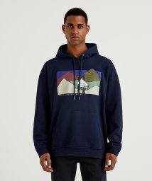 BENETTON (mens)(ベネトン（メンズ）)/プリントスウェットフードパーカー/ネイビー