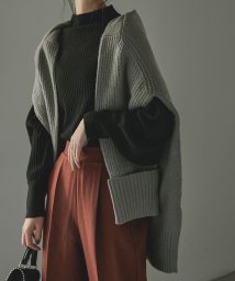 Fashion Letter(ファッションレター)/[M－5L]ぽわん袖 タートルネック ハイネック リブニット レディース ニット トップス 長袖 リブ バルーン袖 ボリューム袖 インナー プルオーバー レイヤ/ブラック