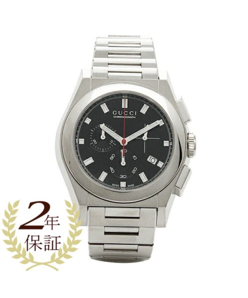 グッチ 時計 メンズ パンテオン 41MM クォーツ ブラック シルバー  