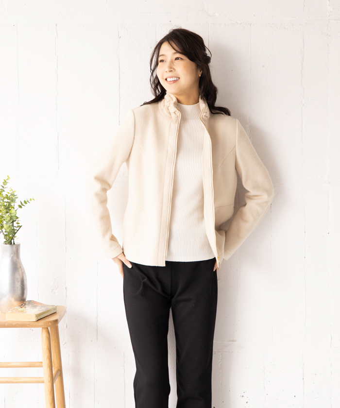 美品!アルパカ使用!Leilian レリアン ダブルスニットジャケット