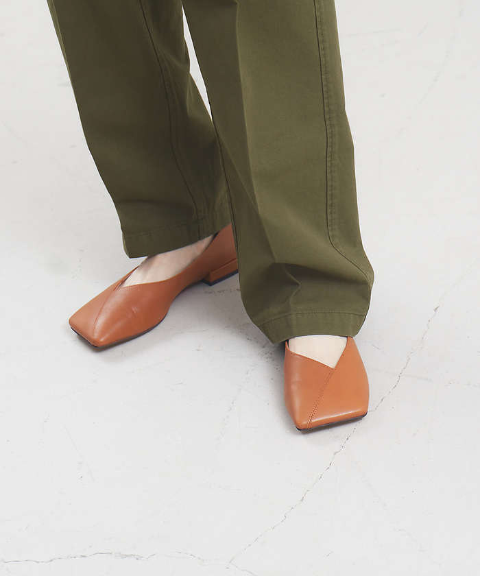 AuBANNISTER スクエアトゥフラットパンプス キャメル 36