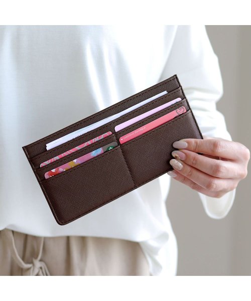 長財布 レディース 薄い 軽い 薄型 「カードケース 極薄 財布 ロング」 通帳ケース 通院 家計 仕分け スリム カード入れ 薄型 カード・ケース  ピンク(502677477) エクレボ(exrevo) MAGASEEK