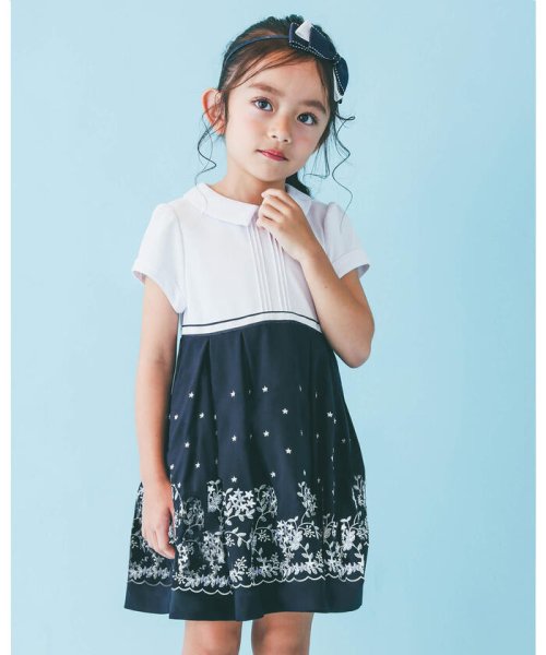 フォーマル パネル 刺繍 切り替え ワンピース 110 130cm ベベ Bebe Magaseek