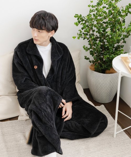 着る毛布 モコボア ロング レディース メンズ ブランケット カーディガン ルームウェア ルームワンピース 部屋着 パジャマ ライトアウター 羽織 マタニティ ロッキーモンロー Rocky Monroe Magaseek