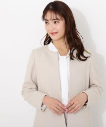 NATURAL BEAUTY BASIC(ナチュラルビューティーベーシック)/ツイーディーノーカラージャケット/ベージュ