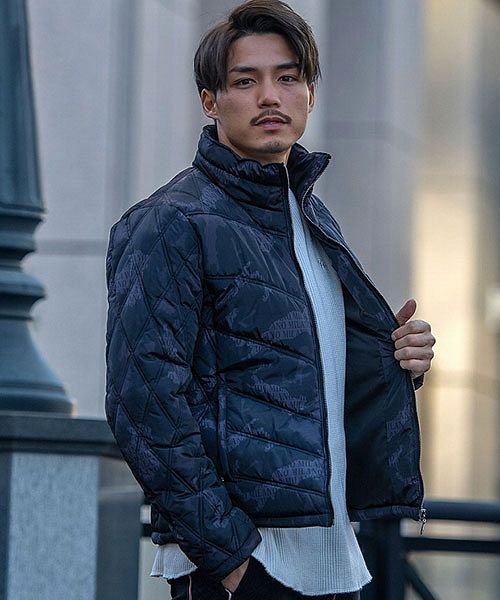 Viola 総柄フルジップ長袖中綿ジャケット メンズ アウター ダウンジャケット ジップアップ 総柄 フルジップ 羽織 タイト キレイめ カジュアル 大人 上品 ヴィオラ Viola Magaseek
