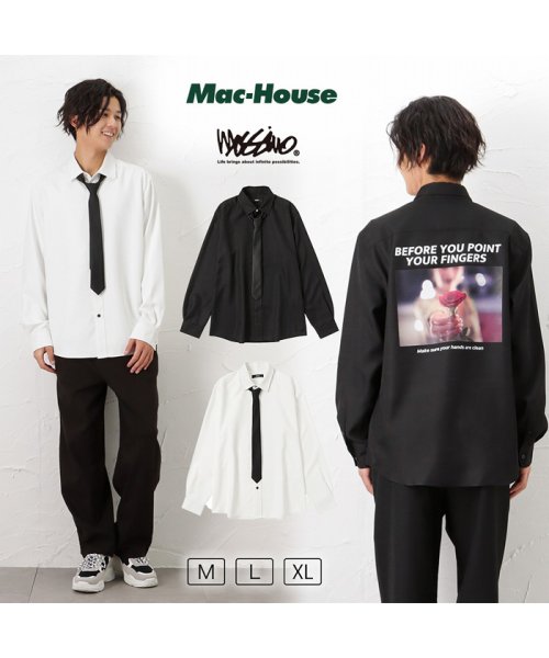 MAC HOUSE(men)(マックハウス（メンズ）)/MOSSIMO モッシモ ネクタイ付きシャツ 2170－2400/ブラック