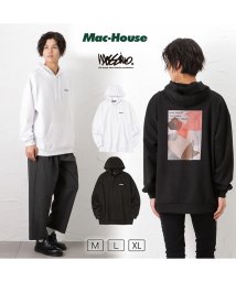 MAC HOUSE(men)(マックハウス（メンズ）)/MOSSIMO モッシモ ポンチ素材 プリントパーカー 2173－1801/ブラック