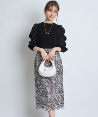 Apuweiser-riche/【美人百花4月号掲載】配色メッシュレースタイトスカート/504446058