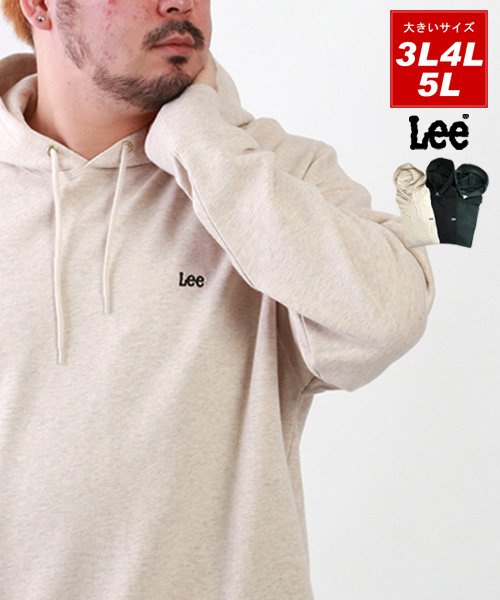 MARUKAWA(大きいサイズのマルカワ)/【Lee】リー 大きいサイズ 裏毛 ワンポイント ロゴ 刺繍 パーカー/オートミール