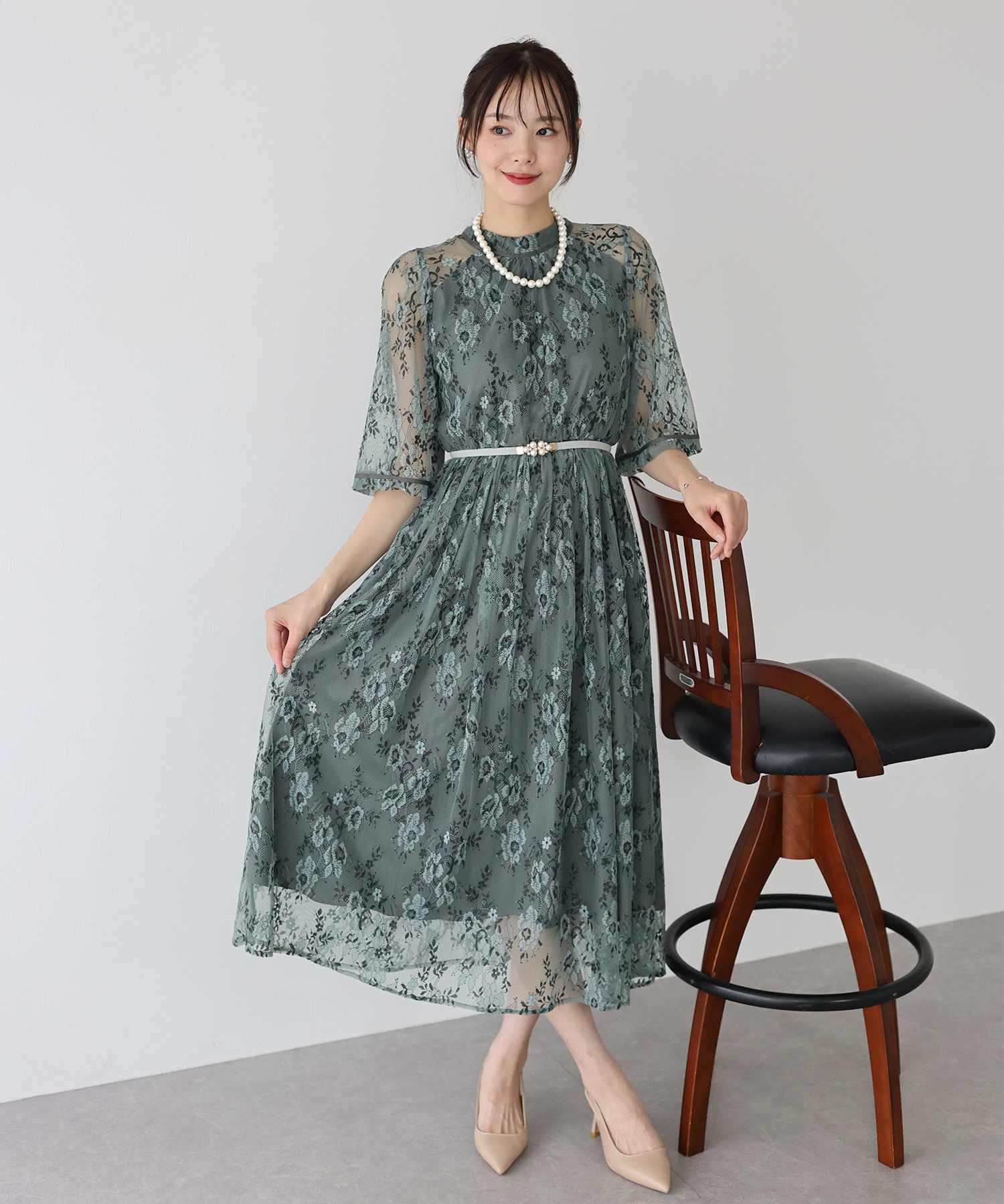 バックリボンレースパーティードレス(504451212) | ブルーイースト