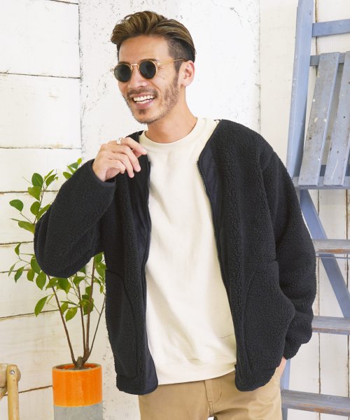 ストレッチボアzipカーディガン ジャケット カーディガン メンズ ボアジャケット ボア フリース アウター ストレッチ ジギーズショップ Jiggys Shop Magaseek