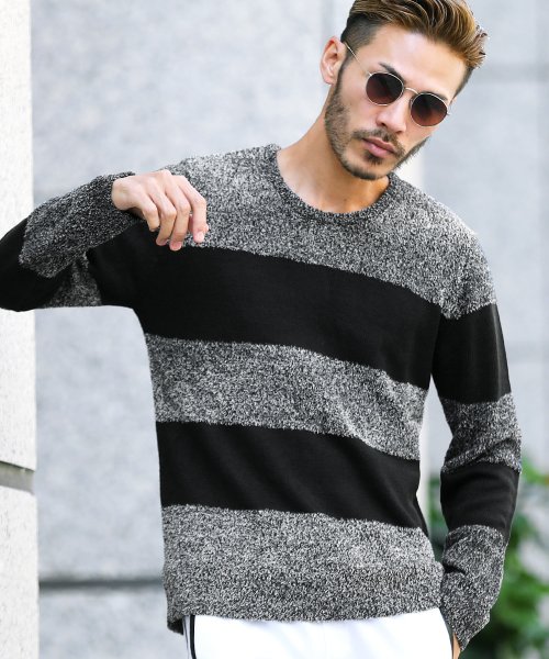 セール モールボーダーニット ニット セーター メンズ クルーネック 薄手 トップス ボーダー ジギーズショップ Jiggys Shop Magaseek