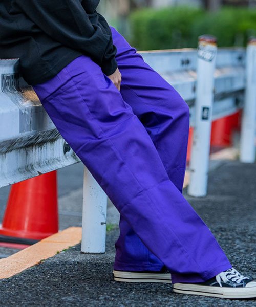 セール Cavaria カラーワイドパンツ メンズ ボトムス カラーパンツ ワイド ストレート カジュアル ブラック ベージュ ブルー グリーン オレンジ パープル レ キャバリア Cavaria Magaseek