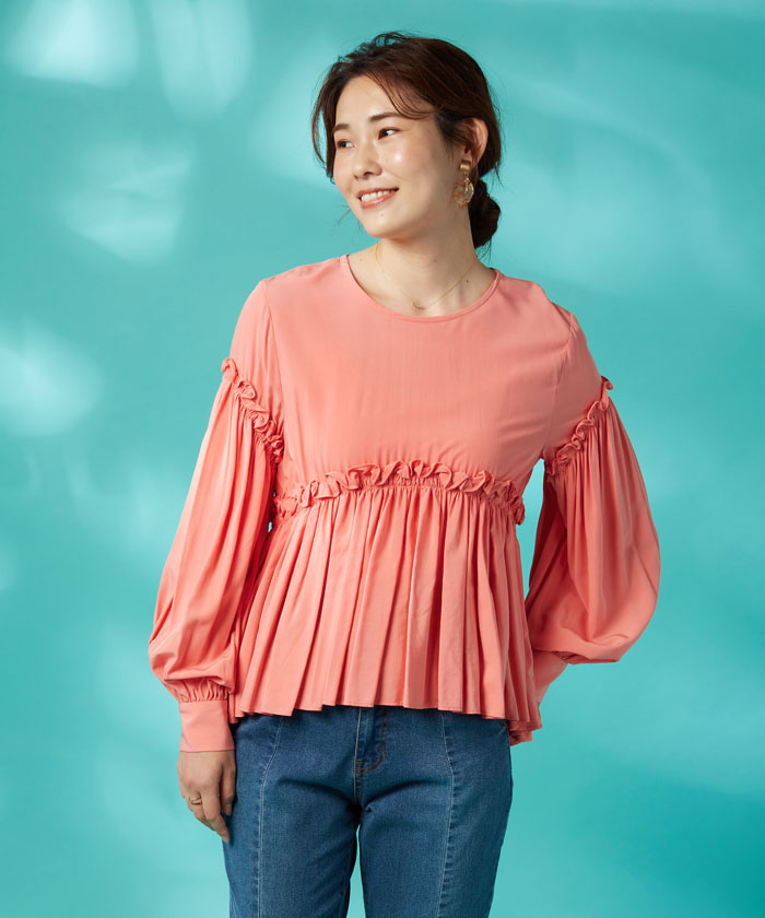 メール便送料無料05 【新品】Ray BEAMS ギャザー バルーンスリーブ