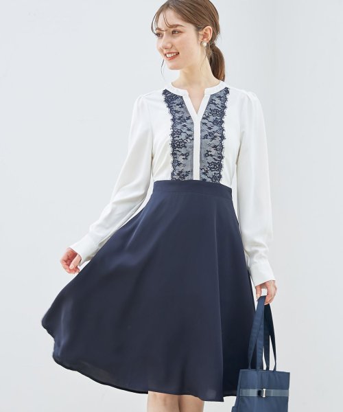 レース装飾切り替え配色ワンピース トッコクローゼット Tocco Closet Magaseek