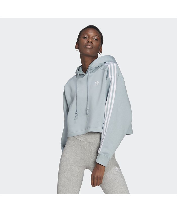 adidas アディダス スウェット パーカー クロップド　ブラック　L 新品