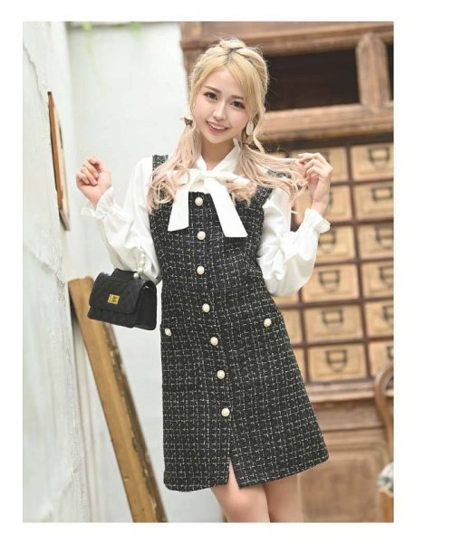 セットアップ キャバ ドレス 韓国風 セットアップ ブラウス リボン 