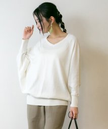 atONE/Vネックドルマン綿ニット プルオーバー セーター カーディガン 長袖 ブイネック V首 Tシャツ 春コーデ レディース カジュアルロングスリーブ ビッグサイズ /504459381