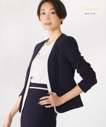 BEIGE，(ベイジ，)/EC再販不可【VERY4月号掲載】CINDY / ノーカラージャケット/NAVY×WHITE