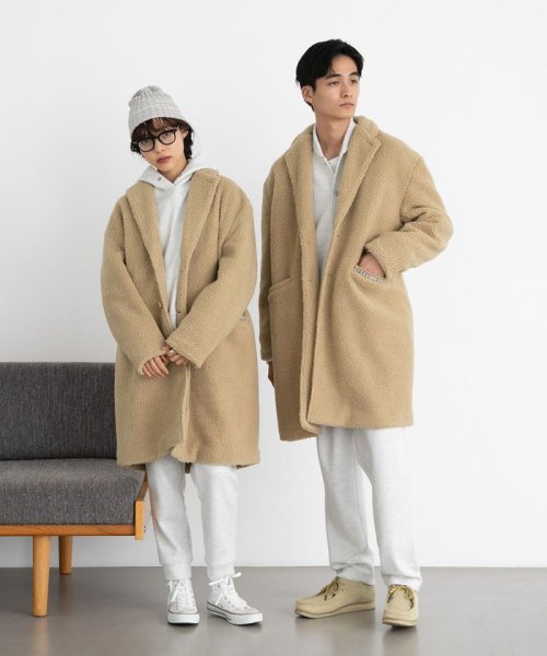 coen(coen)/FEELING MADE ボア チェスターコート<UNISEX>/BEIGE